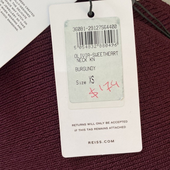 NWT- never worn Reiss Bodycon knit dress in burgundy size XS - Picture 7 of 7